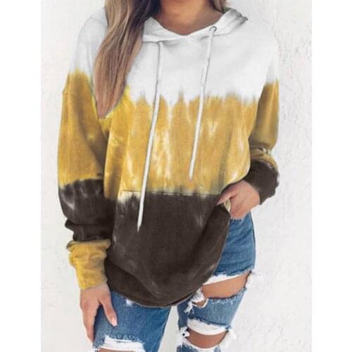 New Trendy Tie Dye Hoodie Pockets Comfy Pullover Hoodie Autumn Winter Long Sleeve Hooded Women Sweatshirt Outwear