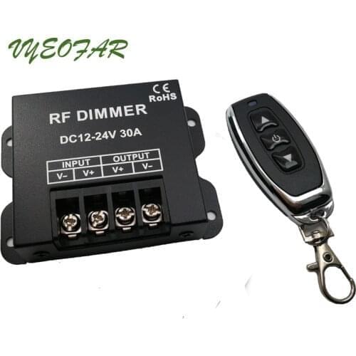 New Led Dimmer DC12-24V 30A 360W Output Big Power Dimmable 3Key Single Color Strip Controller with RF Wireless Remote