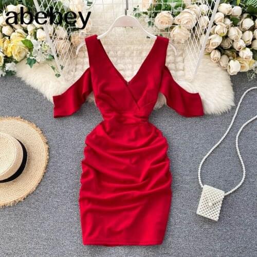 Slim v neck off shoulder bodycon short draped dress summer Party backless casual dress Women sexy club sheath dress