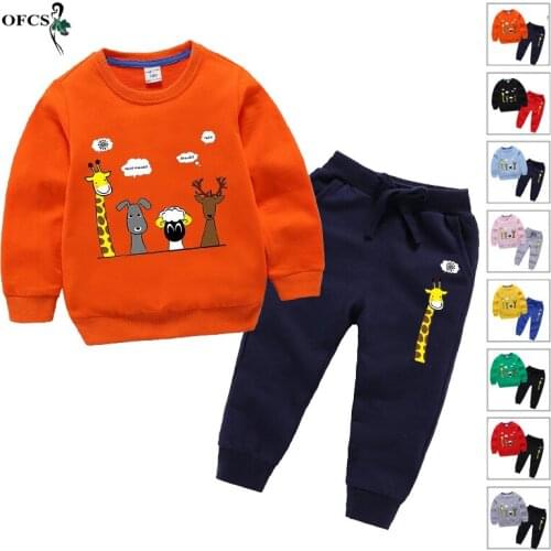 Solid Baby Boy Girl Clothes Suits Casual Toddler Unisex Clothing Sets Children Suit Hoodies Sweatshirts+Sports Casual Pants 2Pcs