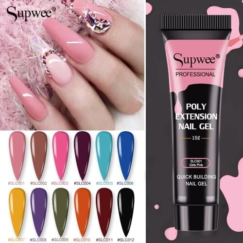 SUPWEE 20ML Poly UV Gel Polish Extension Finger Nail Art Manicure Acryl Gel Semi Permanent Varnish Hybrid UV Builder Gel Nails