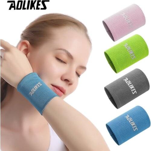 AOLIKES Wrist Brace Support Breathable Ice Cooling Tennis Wristband Wrap Sport Sweatband For Gym Yoga Volleyball Hand Sweat Band