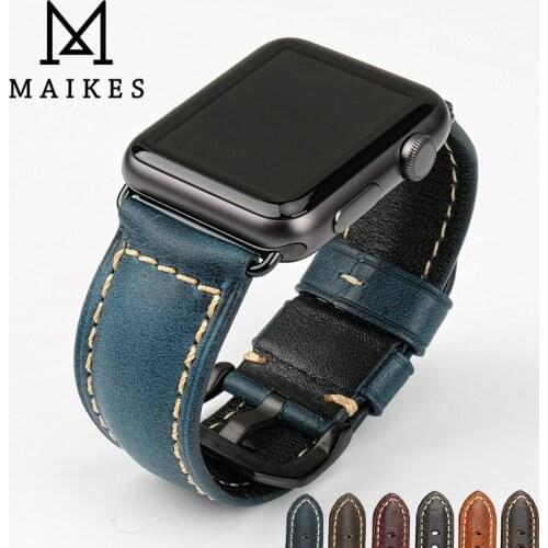 MAIKES Vintage Leather Strap For Apple Watch Band 44mm 40mm Series 4 3 2 1 Watchband iWatch Apple Watch Strap 42mm 38mm