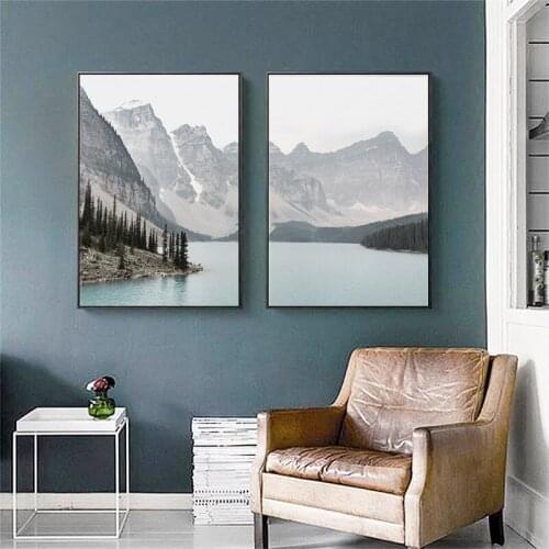Northern European-Style Modern Minimalist Painting Beautiful Landscape Lake Living Room Bedroom Porch Decorative Painting