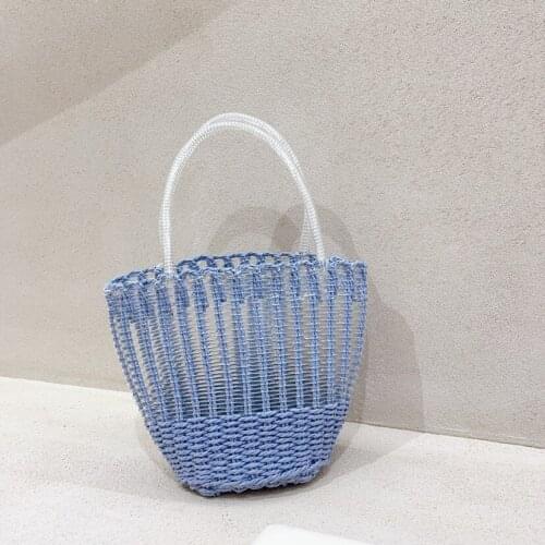 Women Straw Summer Woven Handbag Handmade Knitted Vegetable Basket Beach Storage Bag Women Tote Shoulder Bag Bohemia Purses