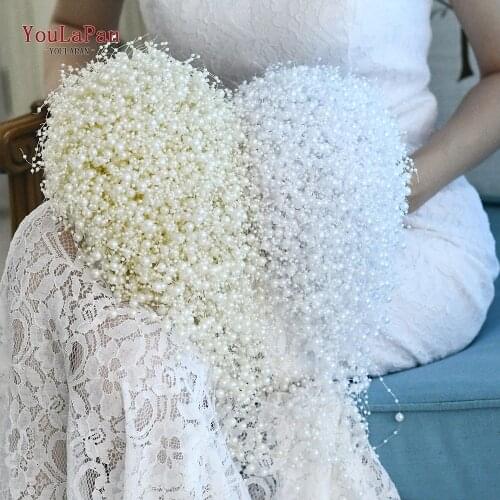 TOPQUEEN F24 2020 Wedding Bouquet Bridal Holding Flowers pure pearls Bridesmaid Flowers fashion Bridal Bouquets In Stock