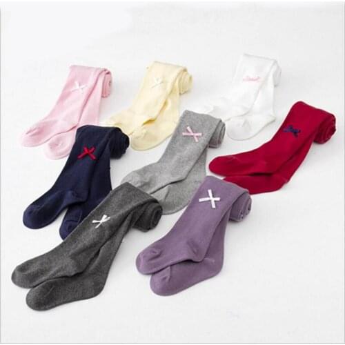 0-8yChildren Spring/Autumn Tights Cotton Baby Girls Pantyhose big Kids Infant Knitted bow print Tights Soft Infant Clothing 2016