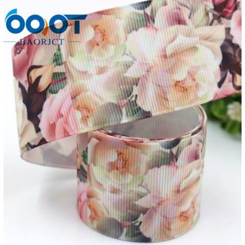 1-1/2'' 38mm Beautiful flowers Printed grosgrain ribbon,10yrds DIY Hair Bow Wedding Festival Home Party Birthday Decorations