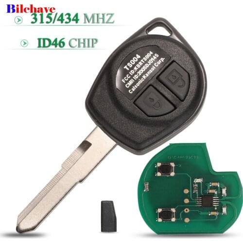 Bilchave 2 Buttons 434Mhz With ID46 Chip Remote Car Key FOB For SUZUKI Swift SX4 Alto Vitara Ignis Jimny Splash With HU87 Blade