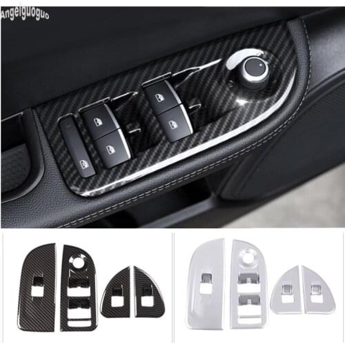 4 pcs ABS Carbon Fiber Style Car Interior Door Window Glasses Lifter Switch Panel Cover Trim For Alfa Romeo Giulia 2017-19 LHD