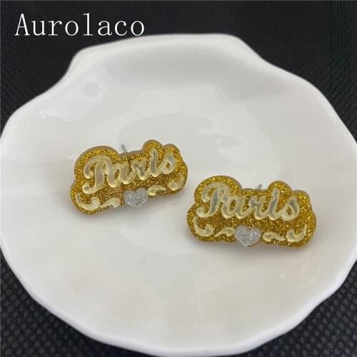 AurolaCo Acrylic Stud Earrings Custom Name Earrings Personality Bamboo Style Round Acrylic Earrings Custom Birthday Gift