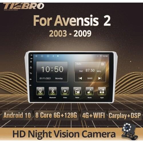 Tiebro 2DIN Android10 GPS Navigation Car Radio For Toyota Avensis T250 2 II 2003-2009 Car Multimedia Player NO 2DIN DVD Carplay
