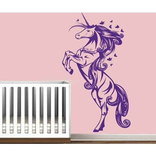 Butterflies Unicorn Wall Decal Decor Art Vinyl Sticker Baby Girl Unicorn Nursery Wall Decor Children Bedroom Wall Tattoo B40