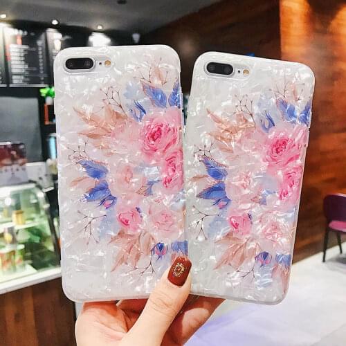 Glitter Shell Case For iPhone 7 8 6 6S Plus X XR 11 Pro Max XS MAX Soft Silicone Flower Bling Dream Pattern Back Cover Case