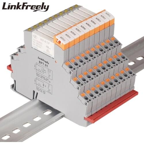 BPT-61 HF41F 24-ZS 10pcs Auto Plug-in Spring Din Rail Relay 24V In 6A 250VAC/30VDC Out Electronic Voltage Relay Module & Board