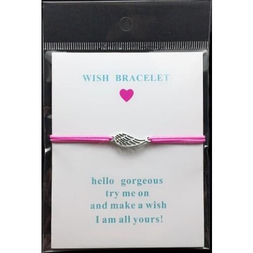 Wish Bracelet Feather Stainless Steel Charm Adjustable Cord Lucky Bracelet For Men Women