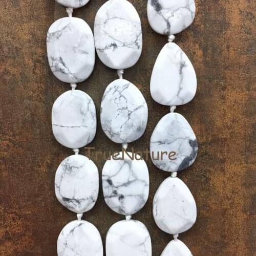 Large Stone Beads Turquoises White Howlite Nugget Charm Beads Full Strand Boho Jewelry Findings DIY In 30*40 mm BE7547