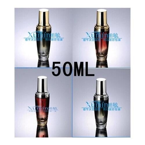 E2 Capacity 50ml 50pcs/lot Red satin black bottle bottle pressure mercury lotion bottle pump bottle