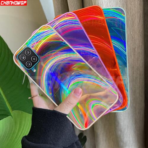 3D Aurora Laser Rainbow Case For Samsung Galaxy A02S A12 A32 A42 Soft Silicone TPU Frame Cover For Galaxy A12 A 12 32 5G Bumper