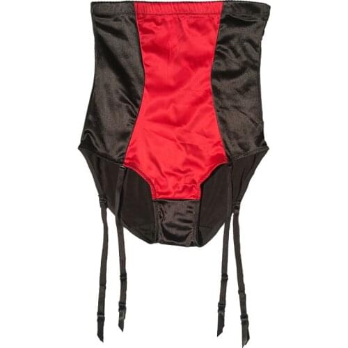 Black Red Removable Straps Hi Waist Tummy Control Panties with Garter Belt Women Suspenders Belt Metal Clips Shapewears BS051