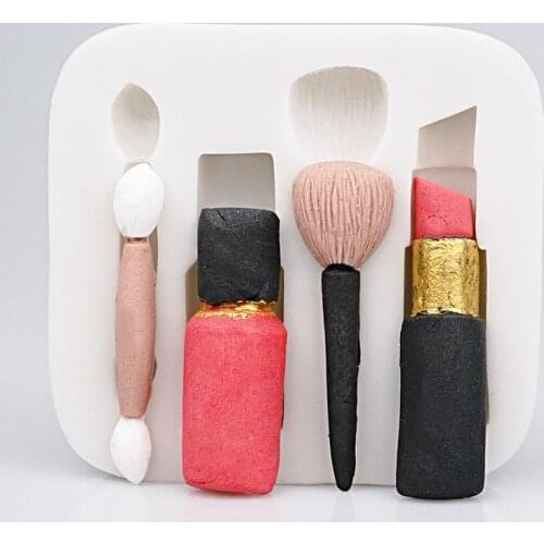 Makeup tools lipstick nail polish chocolate Party DIY fondant cake decorating tools silicone mold dessert moulds