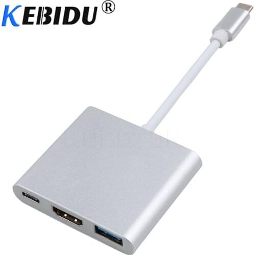KEBIDU 4K Usb c Type c USB 3.1 Converter Adapter Typec to HDMI-compatible/USB 3.0/Type-C HUB Cable Aluminum For Macbook