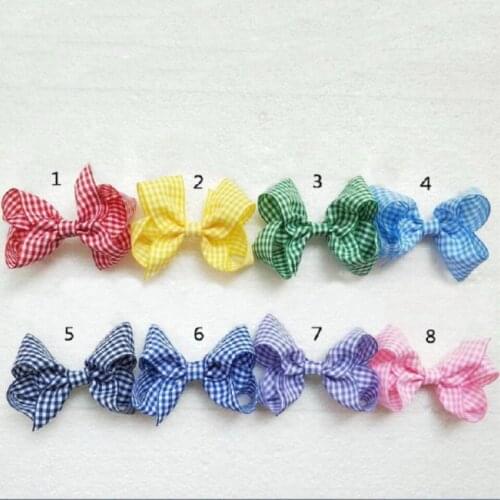 Gingham Plaid Hair Bows Clips Elastic Hairband Hairpin Girl Princess Accessories Women 3 inch ABC Hairbows Headwear 60pcs HD3550