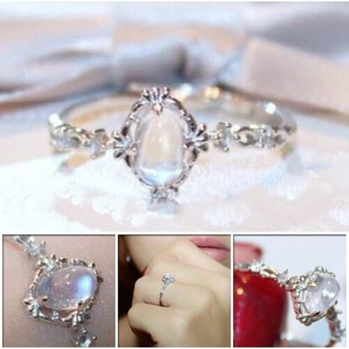 Moonstone Rings For Women Vintage Ring Water Drop White Stone Ring Female Fashion Jewelry Wholesale Size 6-10
