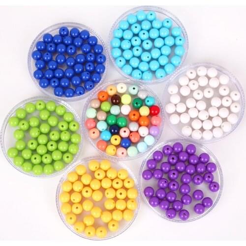 8mm 100pcs Acrylic Loose Spacer Smooth Round Sugar Beads For DIY Jewelry Making DIY Bracelet Necklace Accessories Children Gift