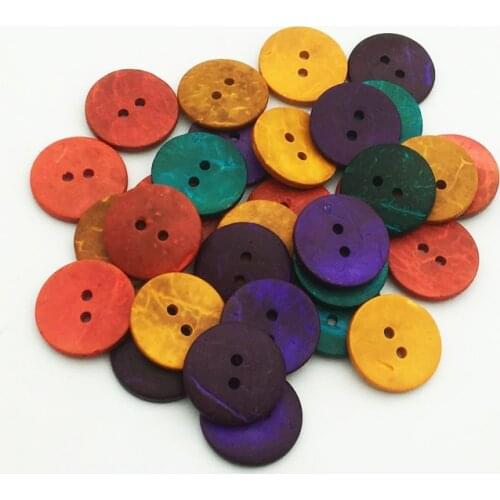 50PCS/Pack 15/20mm 2-hole Round Solid Color Wooden Decorative Buttons Suitable For Sewing Clip Arts and Crafts Multicolor WD0265