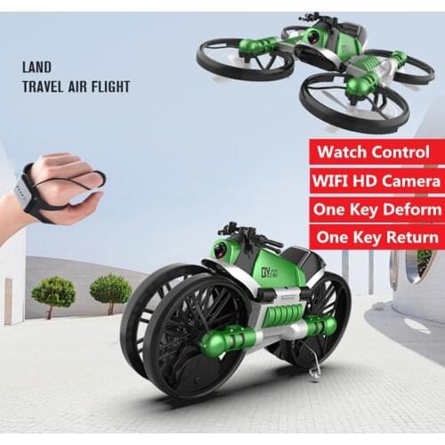 2.4G Watch Control Phone Control Remote control aircraft One Key Deform Motorcycle Drone Aircraft Toy with Wifi Camera Kid gift