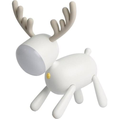 Cute Deer Shaped USB Night Light Rotatable Smart Timing LED Light Sleeping Lamp, Child Reading Bedside Night Lights Table Lamps