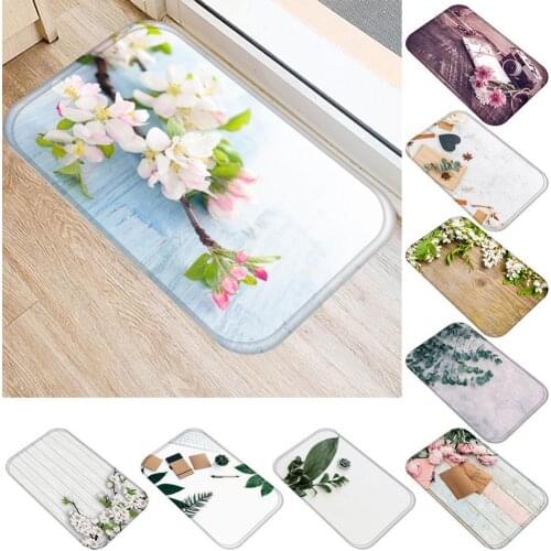 Cute flower Pattern Anti-Slip Carpet Door Mat Doormat Outdoor Kitchen Living Room Floor Mat Rug