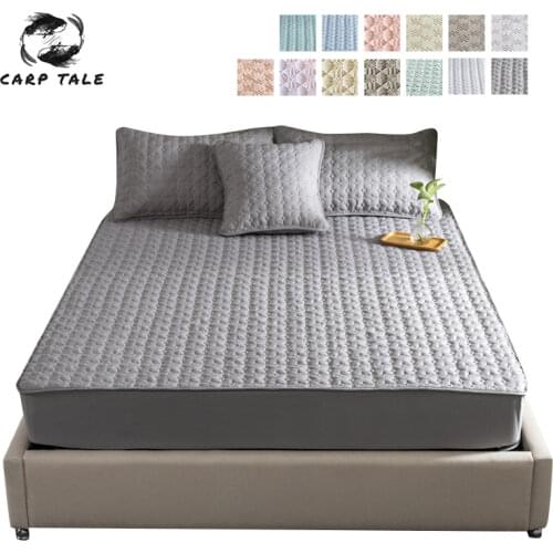 Multi-size 5 Sides Protection Mattress Cover Washable Embossed Cotton Quilted Mattress Protector Soft Anti-mite Mattress Topper