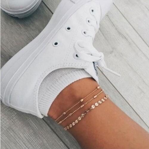 Multi layer Anklet coin chain bead tube chain made up gold and silver plated