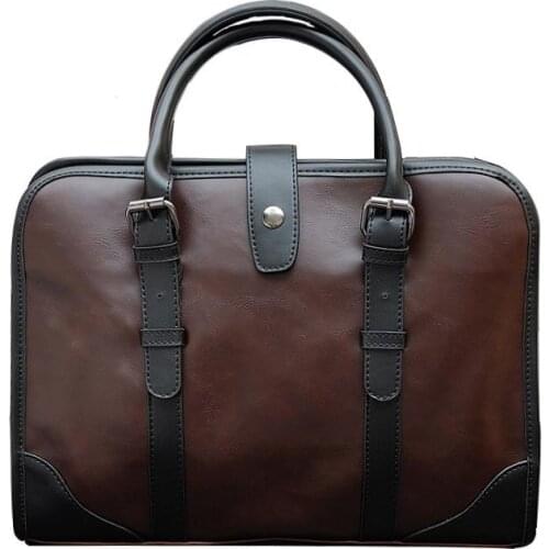 Crazy Horse Leather Mens bag 2020 new trend business handbag mens Retro one shoulder briefcase