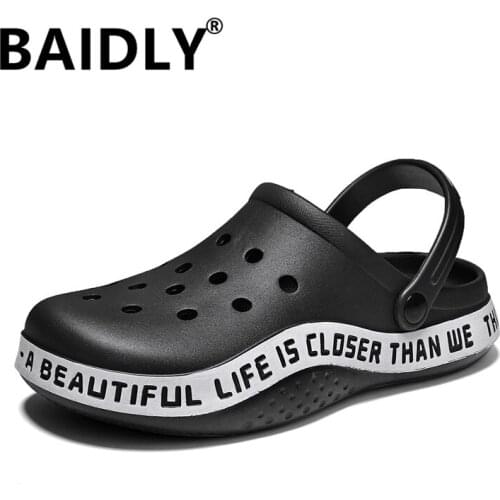 Men Sandals PVC Summer Hole Shoes Clogs Men Garden Shoes Black Beach Flat Sandals Male Summer Slipper Zapatos De Hombre