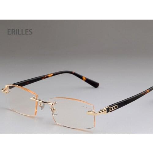 Anti Blue Light Glasses Diamond Cutting Edges Reading Eyewear Men Ultra Light Rimless Reading Glasses Mens Diopter +1 +1.5 +2