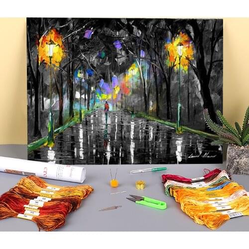 Night Shadows Pre-Printed 11CT Cross Stitch Embroidery Full Kit DMC Threads Needlework Hobby Handicraft Craft Sales Room