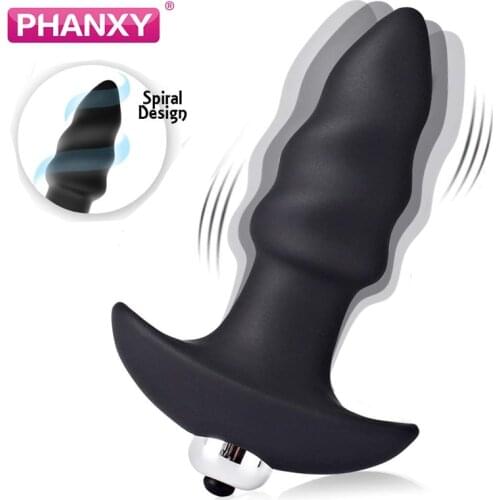 PHANXY Vibrator Male Anal Plug Medical Soft Silicone Anal Cork With Vibration 7 Speed Butt Plug Adult Sex Toys For Women Couples
