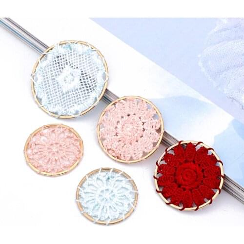 3pcs Bohemia Woven Mesh Bracelet Connector Charms Hollow Jewelry Findings Round Circle Earrings Necklace Pendant Metal Charms