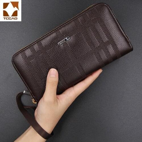 Luxury Brand Men Wallets Purse Money Bag Leather mans clutch Male Wrist Strap cartera hombre Wallet carteira masculina uomo