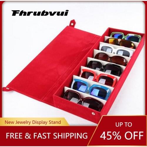 Moedoa 48*17cm Storage Display Grid Case Box for Eyeglass Sunglass Glasses 8 Compartments Glasses Jewelry Display Box/Rack
