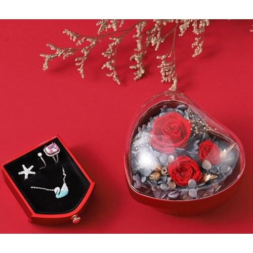 Heart Rose Jewelry Box Originality Personalized Wedding Ring Pendant Earring Jewellery Gift Box for Bride Bridesmaid Accessories