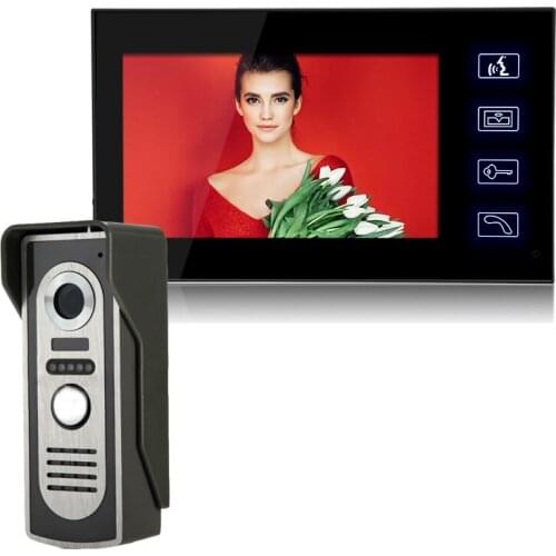 Video Intercom 7'' TFT Wired Video Door Phone Doorbell System Kit IR Camera Touch Button Monitor