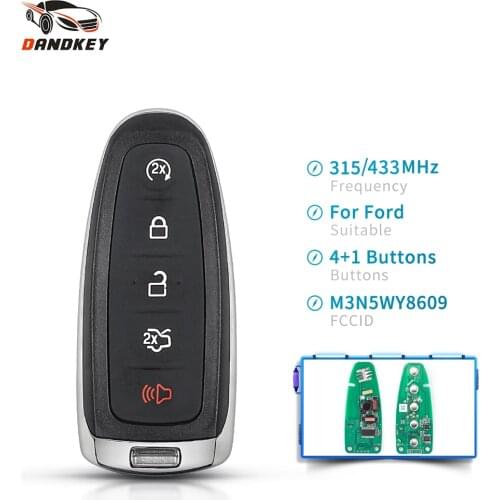 Dandkey 5 Buttons Smart Remote Car Key 315MHz/433MHz ID46 Chip For Ford Explorer Edge Flex C-max Taurus M3N5WY8609 HU101 Blade
