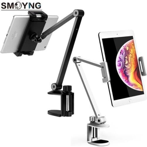 SMOYNG Long Arm Foldable Flexible Phone Tablet Holder Bracket Support For 4-13 Inch iPhone iPad Air Pro 12.9 Desk Mount Stand