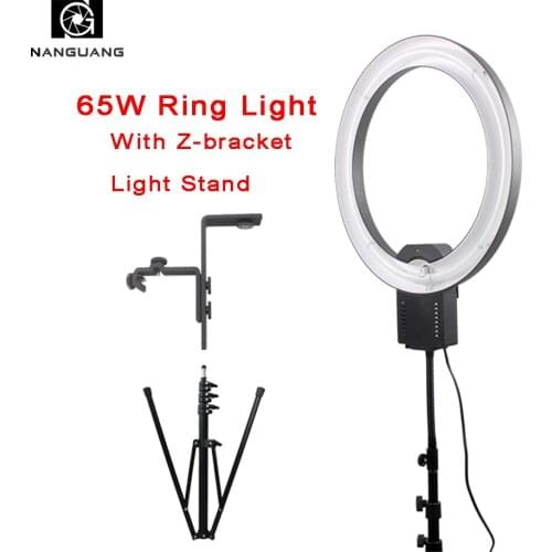65W 5400K Studio Selfie Light Continuous Light NG-65C Ring Light Lamp with Z Type Bracekt 210CM Collasible Lighting Stand Tripod