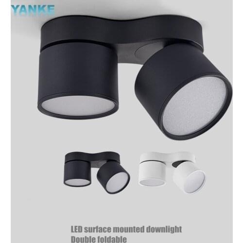 Dimming double head downlight led ceiling light anti-glare ceiling foldable spotlight 7W 12W 15W