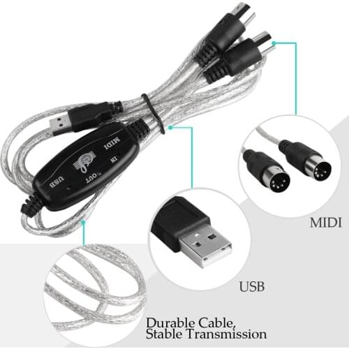 USB IN-OUT 5-pin MIDI Interface Cord Converter PC Music Keyboard for Korg Monologue microKorg Minilogue XD Analog Synthesizer